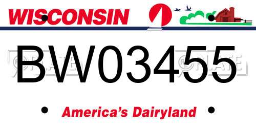 BW03455 Wisconsin License Plate