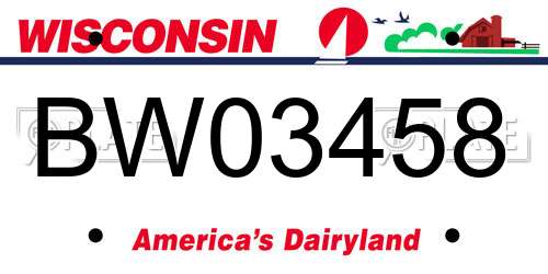 BW03458 Wisconsin License Plate