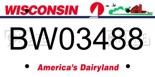 BW03488 Wisconsin License Plate