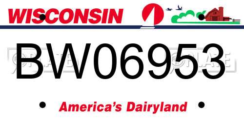 BW06953 Wisconsin License Plate