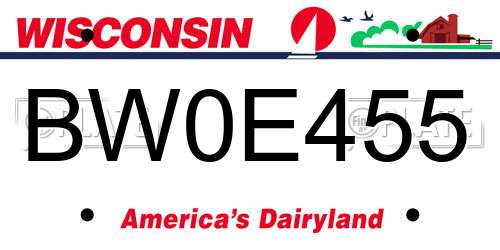 BW0E455 Wisconsin License Plate
