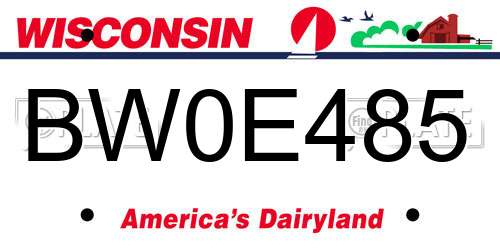 BW0E485 Wisconsin License Plate