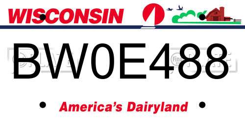 BW0E488 Wisconsin License Plate