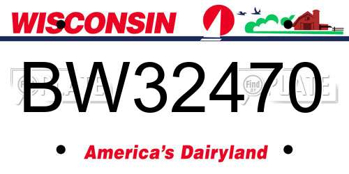 BW32470 Wisconsin License Plate