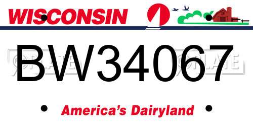 BW34067 Wisconsin License Plate