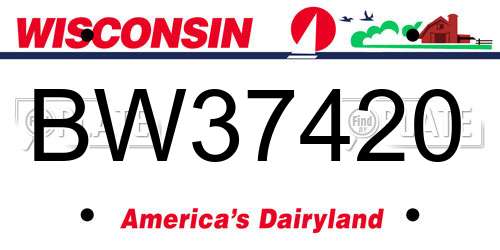 BW37420 Wisconsin License Plate