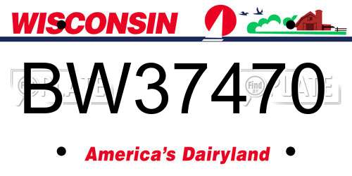 BW37470 Wisconsin License Plate