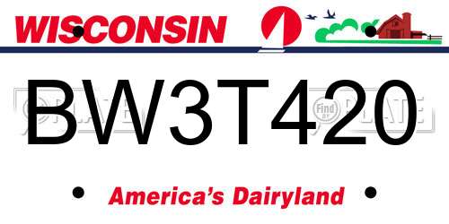 BW3T420 Wisconsin License Plate