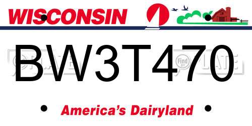 BW3T470 Wisconsin License Plate