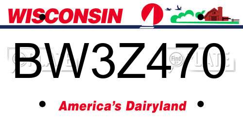 BW3Z470 Wisconsin License Plate