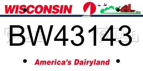 BW43143 Wisconsin License Plate