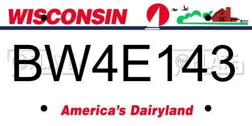 BW4E143 Wisconsin License Plate