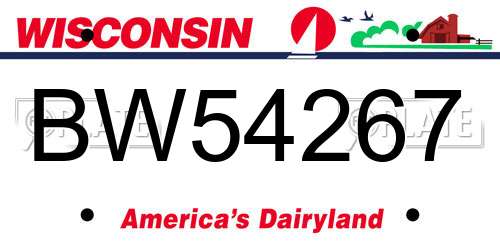 BW54267 Wisconsin License Plate