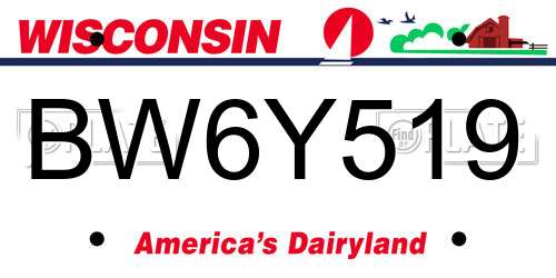 BW6Y519 Wisconsin License Plate