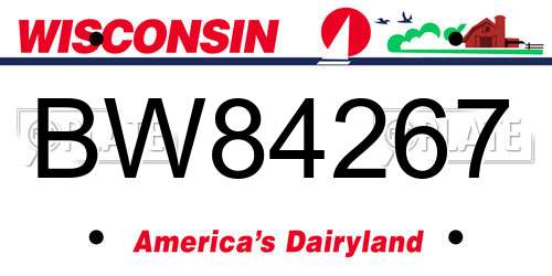 BW84267 Wisconsin License Plate