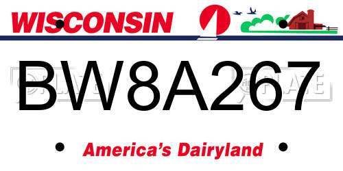 BW8A267 Wisconsin License Plate