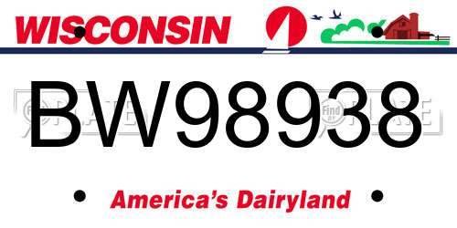 BW98938 Wisconsin License Plate