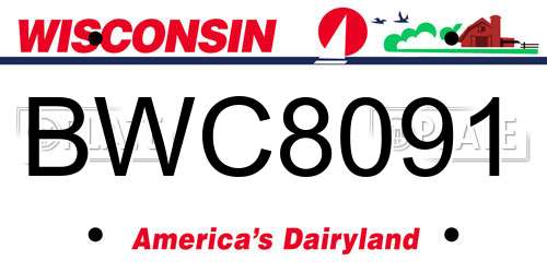 BWC8091 Wisconsin License Plate