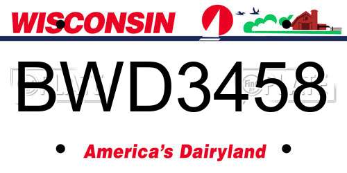 BWD3458 Wisconsin License Plate