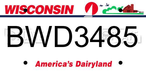 BWD3485 Wisconsin License Plate