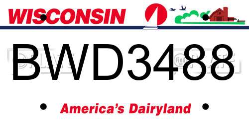 BWD3488 Wisconsin License Plate