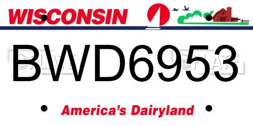 BWD6953 Wisconsin License Plate