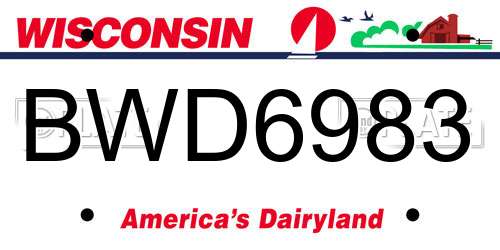 BWD6983 Wisconsin License Plate