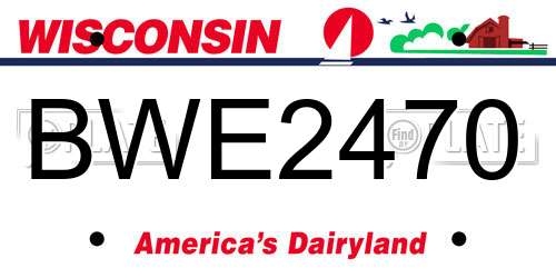 BWE2470 Wisconsin License Plate