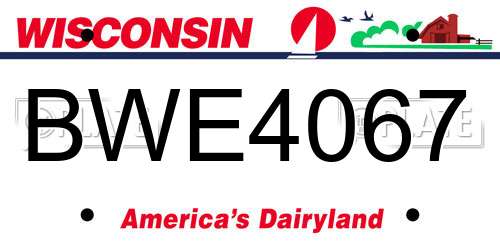 BWE4067 Wisconsin License Plate