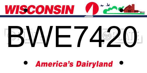 BWE7420 Wisconsin License Plate