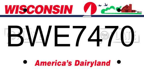 BWE7470 Wisconsin License Plate