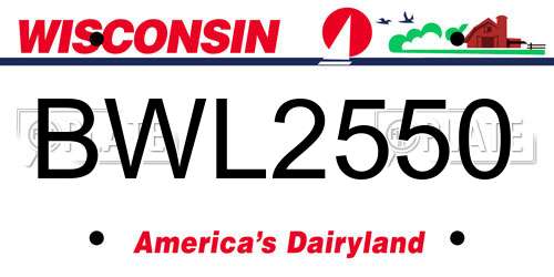 BWL2550 Wisconsin License Plate