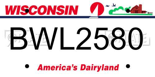 BWL2580 Wisconsin License Plate