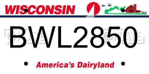 BWL2850 Wisconsin License Plate