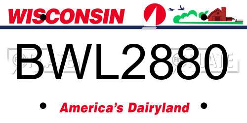 BWL2880 Wisconsin License Plate
