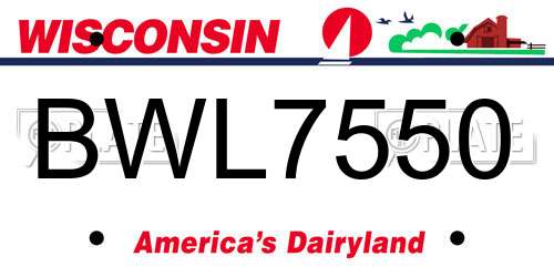 BWL7550 Wisconsin License Plate