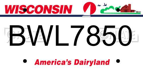 BWL7850 Wisconsin License Plate