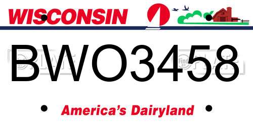 BWO3458 Wisconsin License Plate