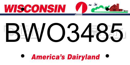 BWO3485 Wisconsin License Plate