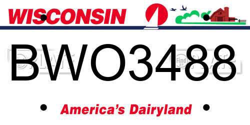 BWO3488 Wisconsin License Plate