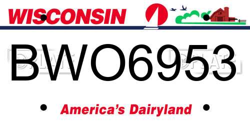 BWO6953 Wisconsin License Plate