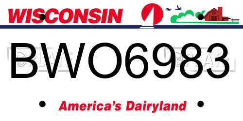 BWO6983 Wisconsin License Plate