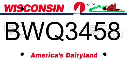 BWQ3458 Wisconsin License Plate