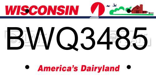 BWQ3485 Wisconsin License Plate