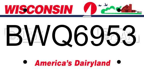 BWQ6953 Wisconsin License Plate