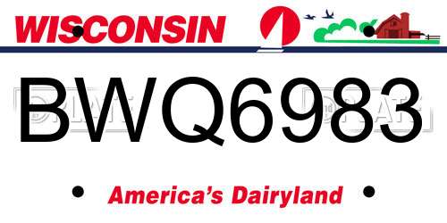 BWQ6983 Wisconsin License Plate