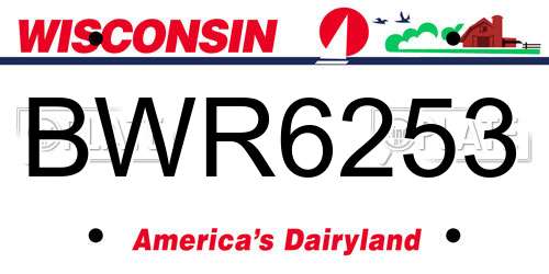 BWR6253 Wisconsin License Plate