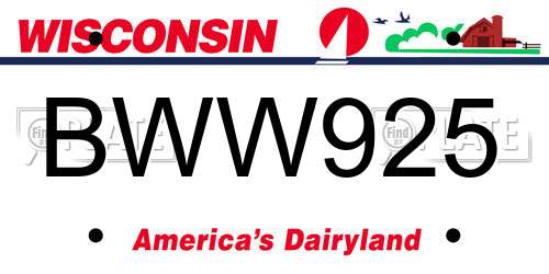 BWW925 Wisconsin License Plate