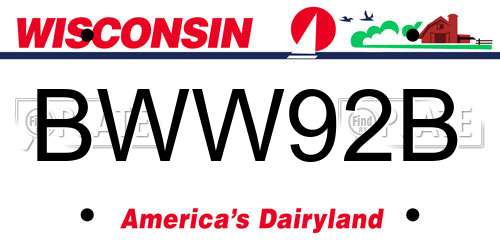 BWW92B Wisconsin License Plate