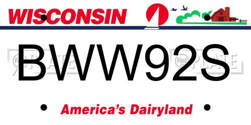 BWW92S Wisconsin License Plate